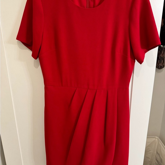 Club Monaco Red Pleated Knee-Length Sheath Dress - Picture 2 of 3